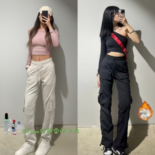 运动工装 裤 冬季 推荐 女 DancStud加绒丢丢裤 直筒长裤 From新品 窄版