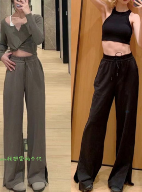 上新~神裤From显腿长开叉阔腿裤French Tery运动宽松长裤女