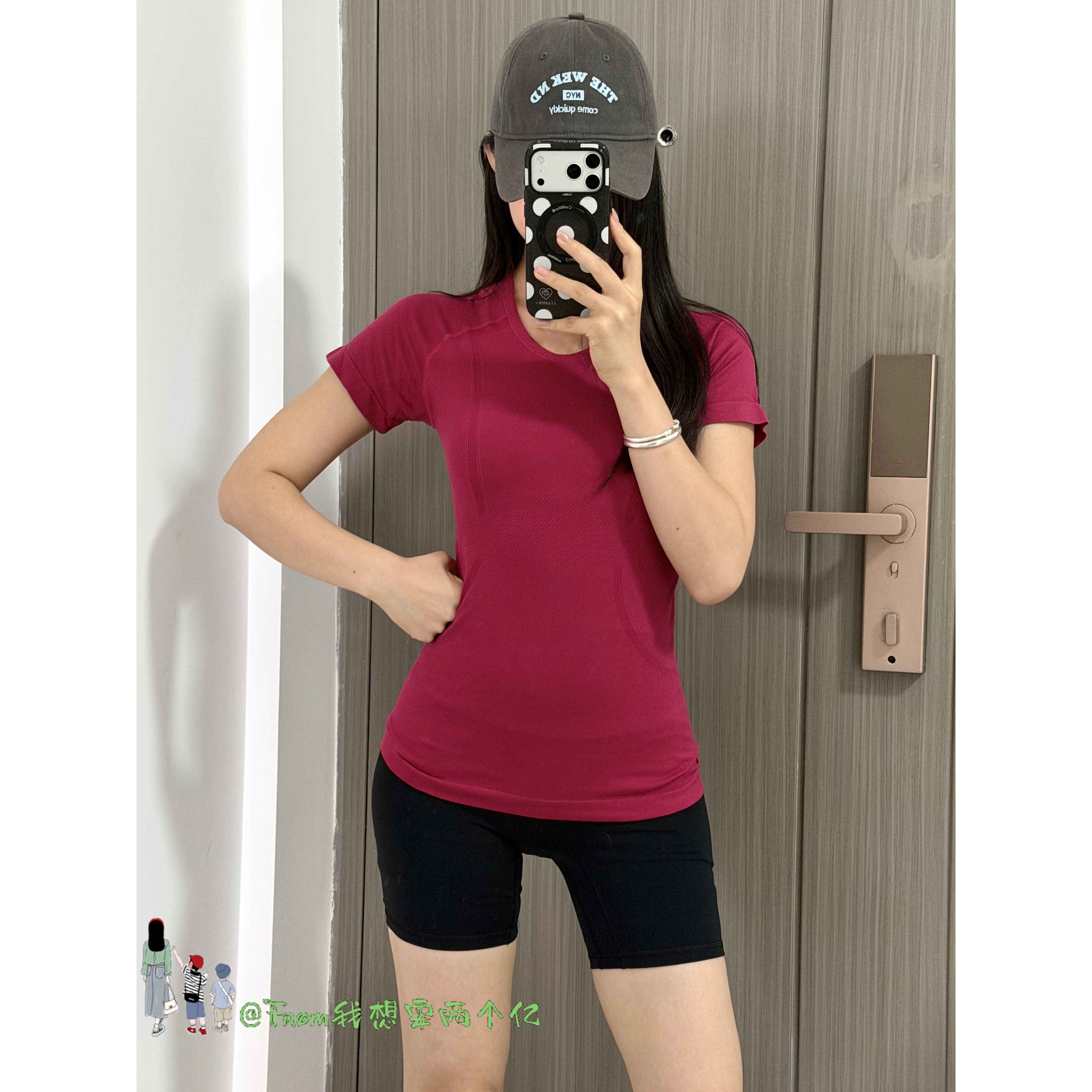 From新色/显白烟雾红~Swt经典速干透气修身收腰运动瑜伽短袖T恤女图片