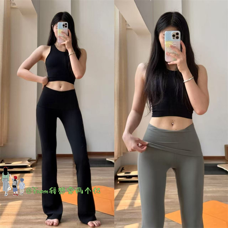 From新品折叠腰~Groov32寸翻腰微喇叭裤运动提臀瑜伽长裤女 外穿