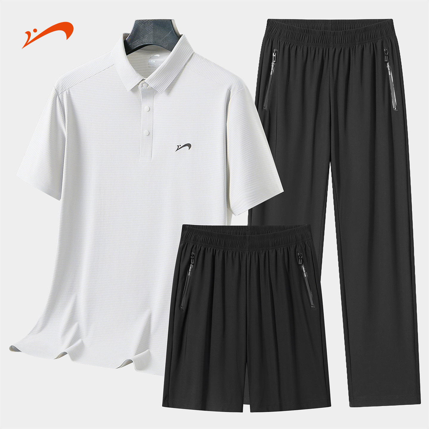 贵人鸟爸爸夏套装中年男装父亲衣服男士运动套装爸爸短袖套装t恤