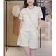 休闲套装 女夏季 2026洋气减龄设计感镂空短袖 欧洲站时尚 短裤 两件套