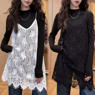 2026早春季新款气质设计感吊带蕾丝裙时尚洋气休闲百搭小衫上衣女