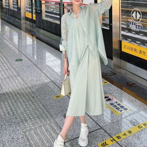 2026年夏季新款小个子套装女显瘦防晒衬衫外搭吊带连衣裙子两件套