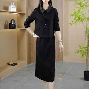 2026秋季新款时尚气质休闲套装女百搭长袖上衣+无袖连衣裙两件套