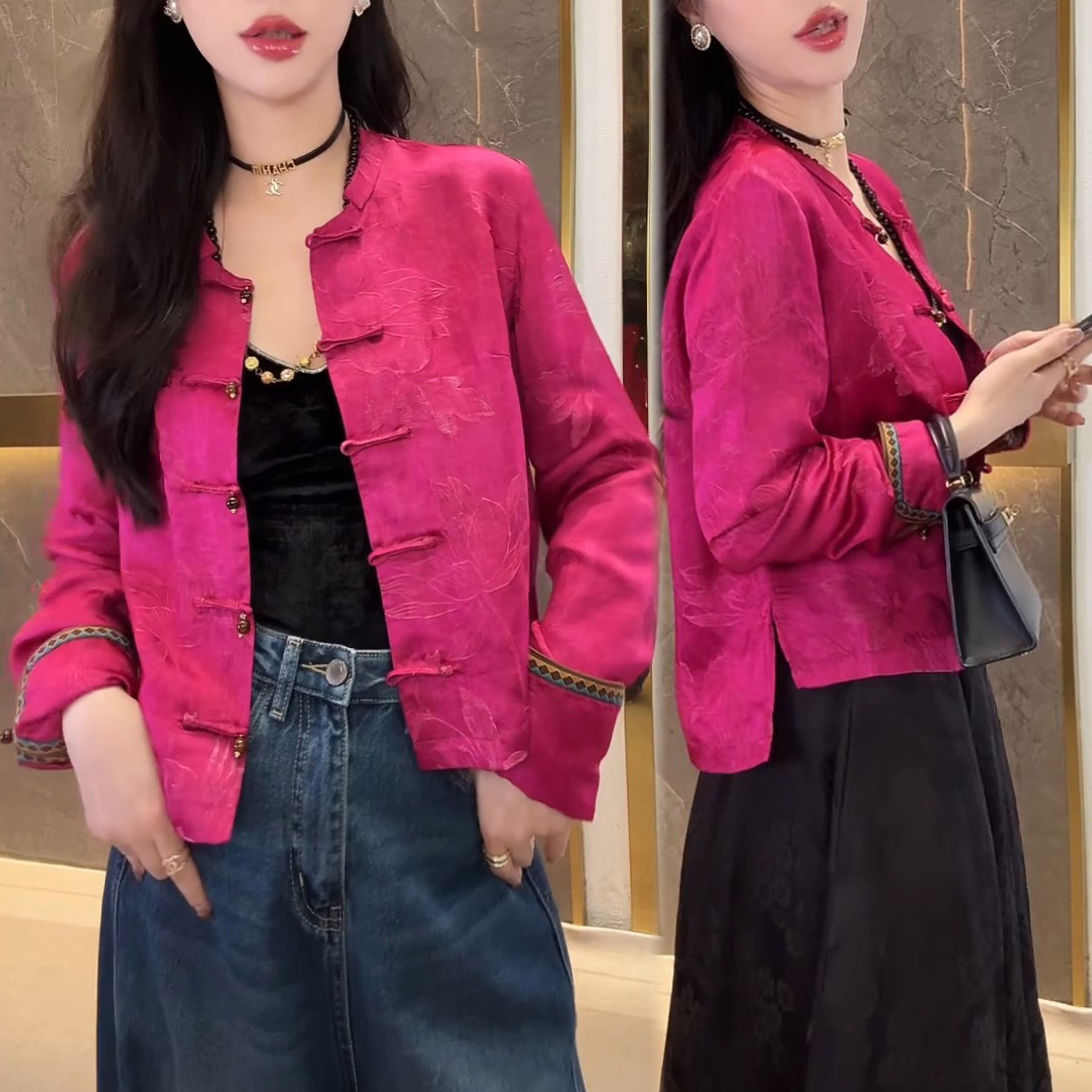 秋季新款国风长袖盘扣设计感开衫