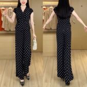 子休闲两件套装 2026夏季 波点上衣阔腿裤 小个子气质显瘦短袖 女 新款