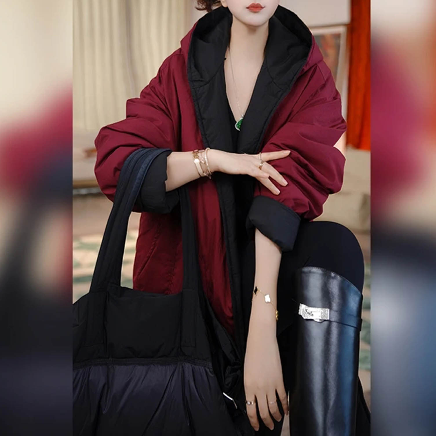 冬季宽松显瘦加厚保暖连帽棉服