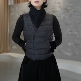 秋冬季新款显瘦保暖棉衣马夹上衣女时尚洋气V领棉衣排骨马甲外套