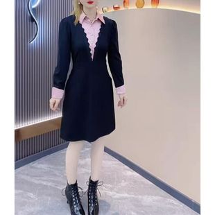 小个子加绒加厚显瘦收腰中长款裙子2026年秋冬新款衬衫领连衣裙女