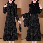 外套 气质西服套装 蕾丝拼接连衣裙两件套 时尚 西装 女2025秋季 新款