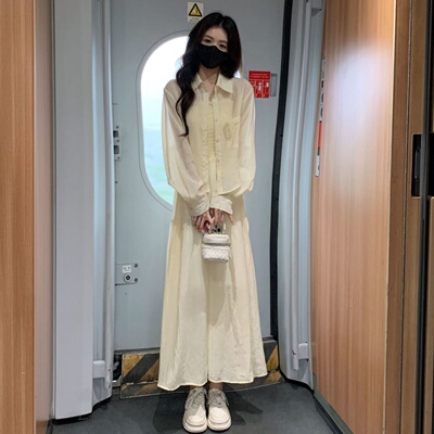 衬衫吊带连衣裙子两件套装女