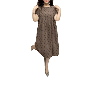 新款娃娃领连衣裙女2026夏季小个子休闲遮肚子显瘦中长款过膝裙子