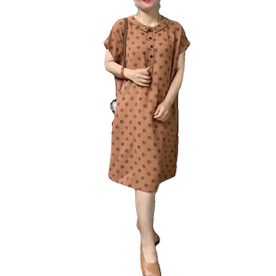 2025夏季小个子连衣裙女新款娃娃领洋气遮肚子显瘦中长款过膝裙子