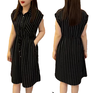 2026夏季新款时尚POLO领系带连衣裙女气质收腰显瘦中长款印花裙子