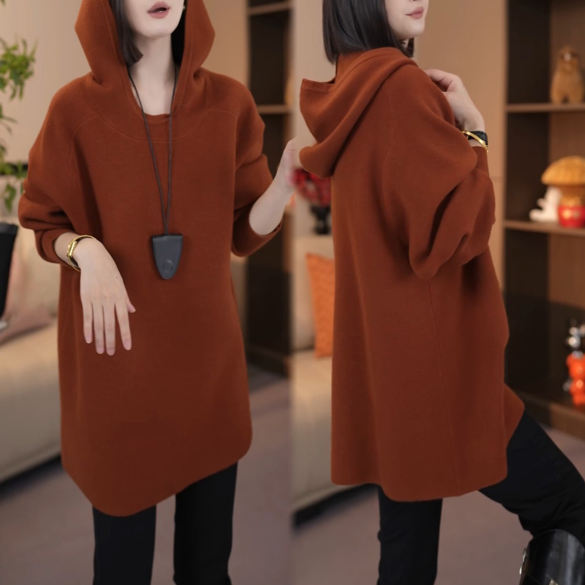 纯色长袖大码显瘦洋气宽松卫衣