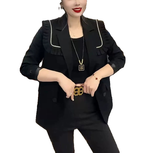 2026春新款时尚韩版西装外套女气质显瘦设计高级感木耳边休闲西服