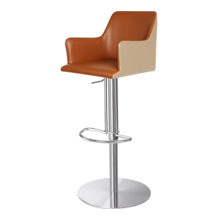 现代简约吧台椅子扶手高脚凳升降旋转轻奢意式吧椅设计师款7152