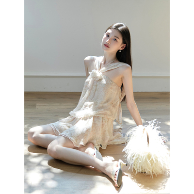 【张元英同款】且可ChillCozy 涅蕾达 韩系 仙气飘带连衣裙女夏