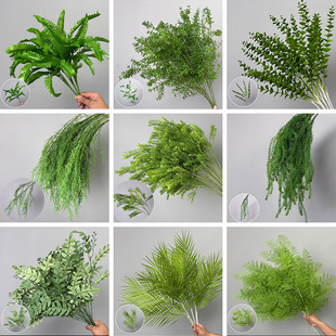 绿色仿真花婚礼布置绿植龙须芦荀草仿真森系绿叶假花花艺婚庆绢花