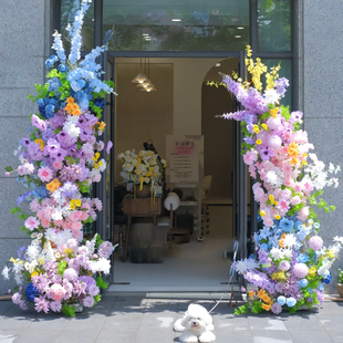 莫奈花园仿真花造景婚庆场景布置目的地婚礼路引假花牛角花艺拱门