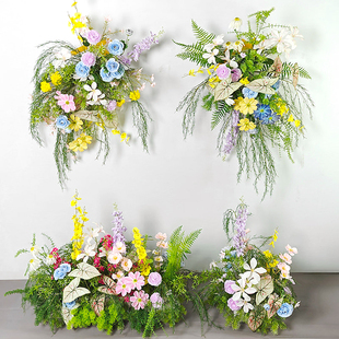 莫奈花园仿真花装饰花艺造景摆设婚礼场景布置周岁生日假花地排花