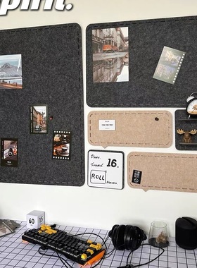 照片墙留言板组合免打孔幼儿园毛毡墙贴展示板软木板背景墙贴自粘