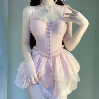 蓬蓬裙女连体泳衣遮肉小胸聚拢