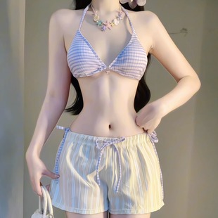 温泉辣妹少女比基尼海边度假性感聚拢罩衫 绝美泳衣女高级 防晒修身