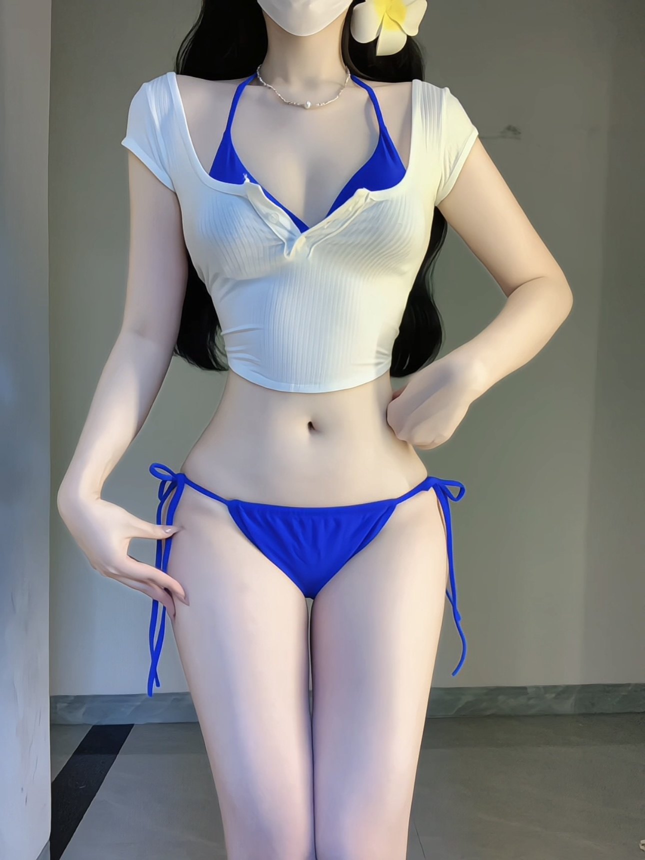 2025 Yi Mengling Same Style Bikini Swimsuit Women's Three-Piece Strappy Swimsuit Sexy Pure Desire Seaside Vacation Whitening and Sun Protection