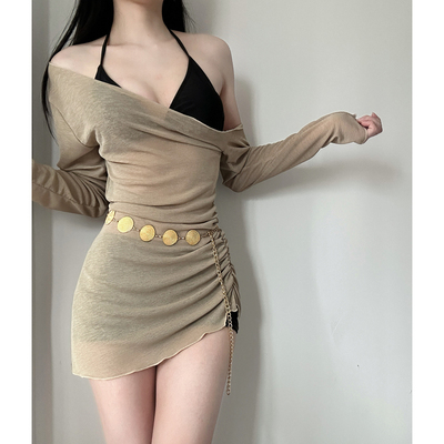 2026新款纯欲度假分体温泉泳衣女