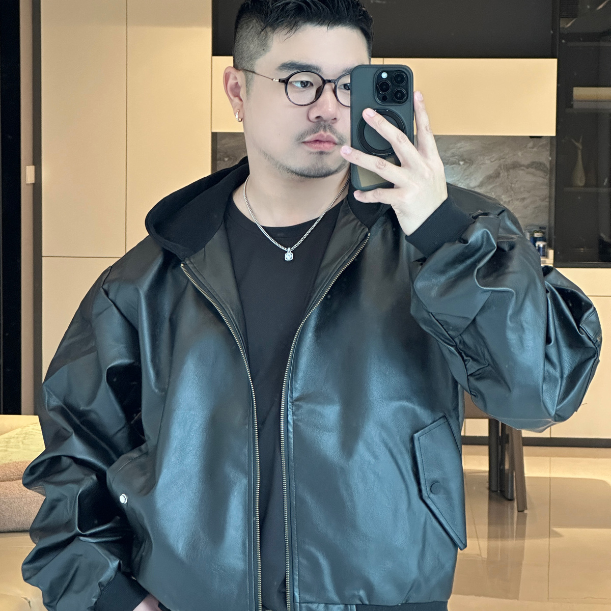 PU皮机车服飞行服夹克短款棒球服