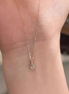艾瑞雅海蓝宝水滴吊坠闪钻项链高级感轻奢小众设计锁骨链一件代发