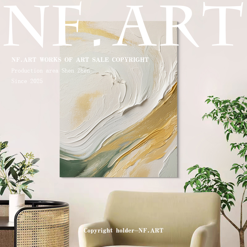 NF.ART原创手绘《梁浅》侘寂风客厅背景墙色块装饰画玄关大幅挂画图片