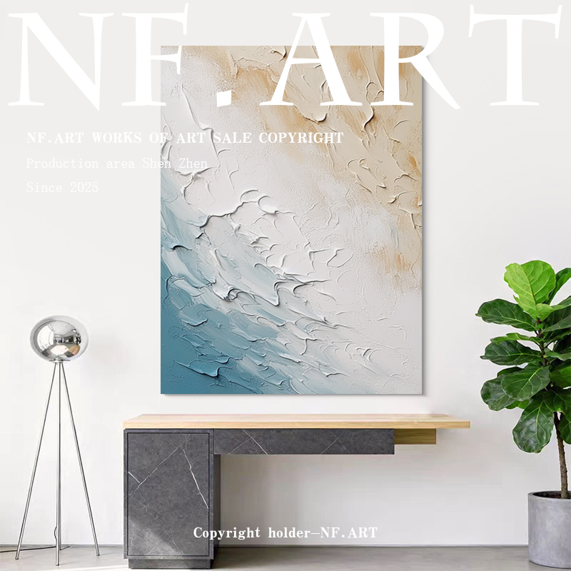 NF.ART原创手绘《踏雪》侘寂风客厅肌理装饰画设计师玄关过道挂画