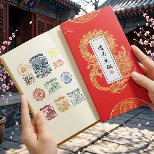 三折旅行盖章收集本 通关文牒奏折故宫博物馆旅游景点打卡集章册