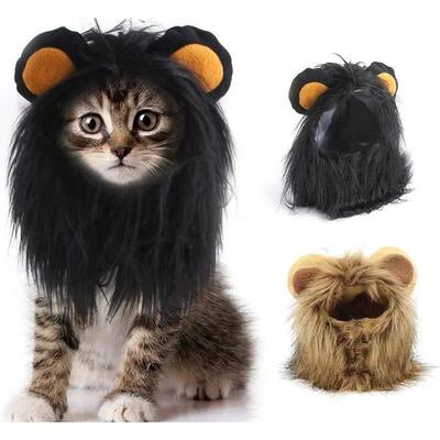 Cat Cosplay Dress Up Pet Hat Lion Mane for Cat Puppy Lion Wi