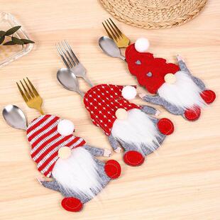 Christmas Dwarf Knife and Fork Faceless elderly Cutlery set