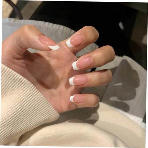 24pcs French Nails For Women Simple Fake Nails穿戴甲