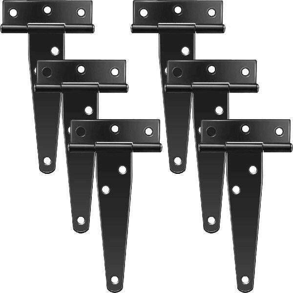 6 PCS 4 Inch T-Strap Hinges Rustic Gate Strap Hinge