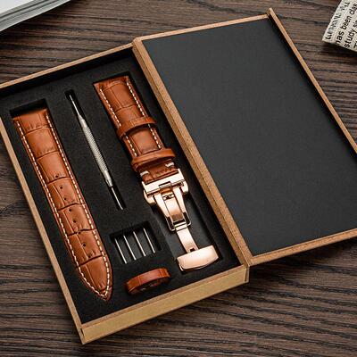 Genuine Leather Watchband Watch Band Strap Belt Buckle 表带