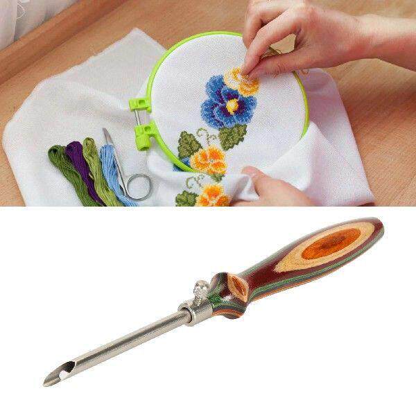 7Pcs Wooden Embroidery Pens Punch Needle Set Adjustable