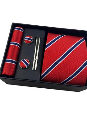 8cm necktie cufflinks Tie clip hanky men suit 4 sets男士领带