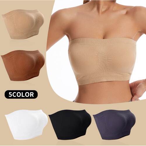 Strapless Bandeau Bra Seamless Bralettes Tube Top with Pads