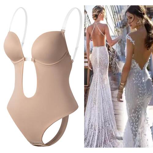 Invisible Shaper Bra Sexy Bodysuit Corset Backless Deep V-Ne