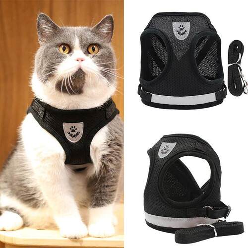 Cat Collar Vest Harness Leash For Dogs Cats Kitten Adjustabl