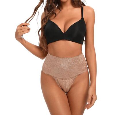High Waist Tummy Control Panties Shapewear Thong高腰蕾丝内裤