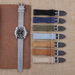 Bracelet Genuine Watchbands Gray Brown Blue Leather Black