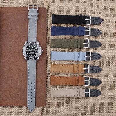 Genuine Leather Watchbands Bracelet Black Blue Gray Brown Co