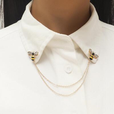 Bee pendant brooch collar shirt button up suit accessories